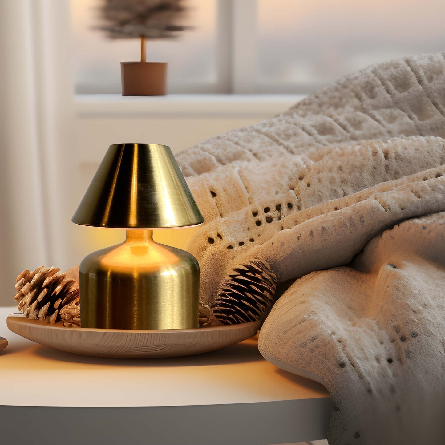Retro Truncated LED Metal Lamp – Dimmable, 3 Light Modes, USB-C Charging, Touch Control, Battery Operated