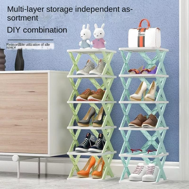 6-layer shoe rack Modern Multi-Layer Shoe Rack Organizer with Stylish X-Frame Design