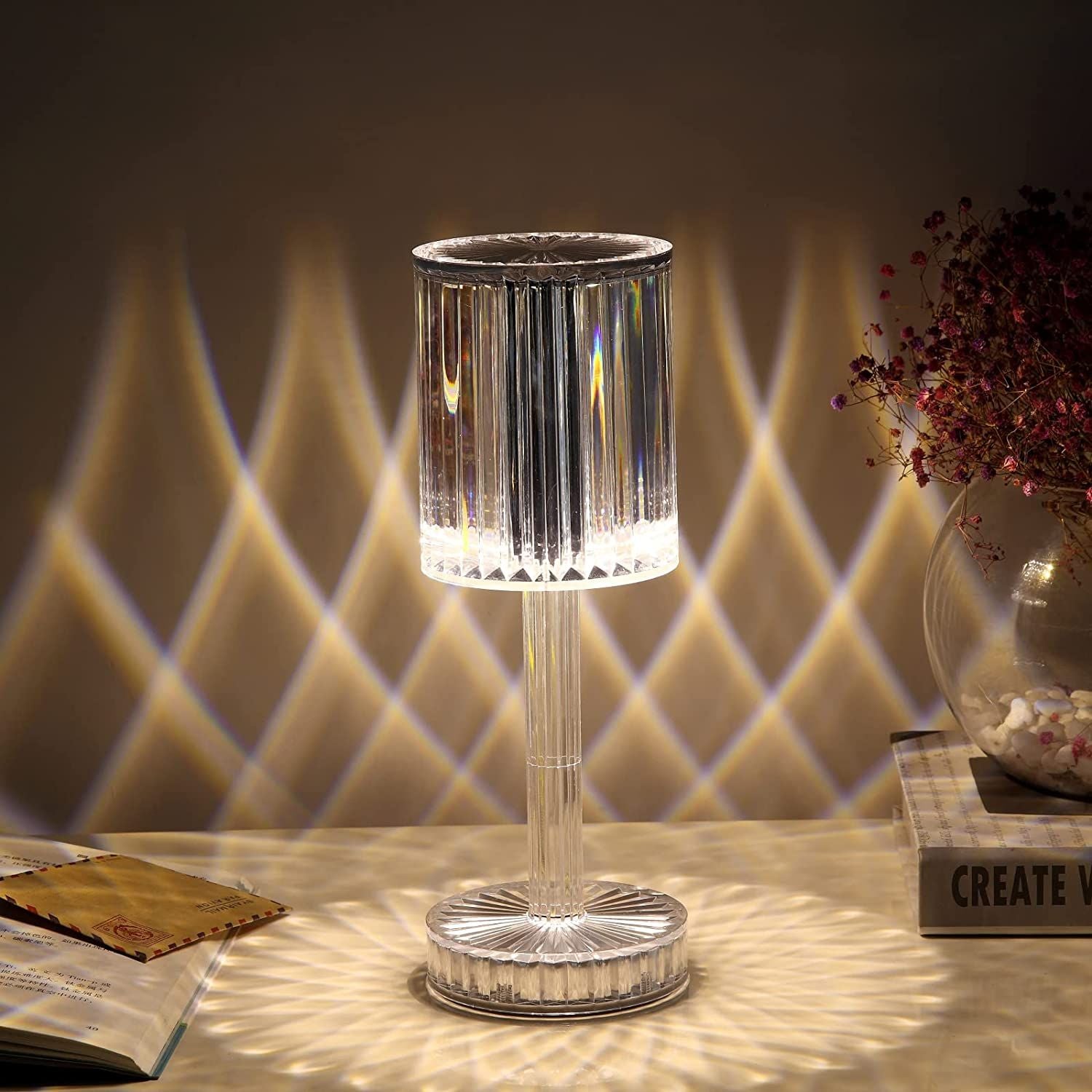 Make Your Night Romantic ❤️ Crystal Table Lamp - Elegant Design and Soothing Light for Relaxing Atmosphere - 16 Color LED - Remote and Touch Control